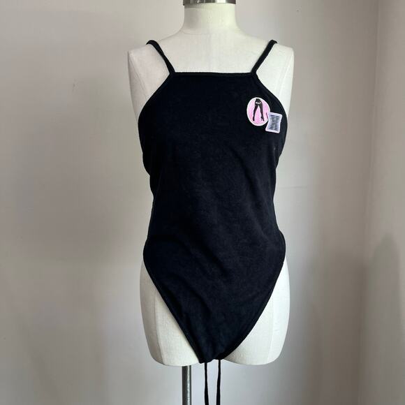 Fenty Savage 70s Terry Strappy Back Teddy In Black With Matching Shorts Size XL - Picture 3 of 11